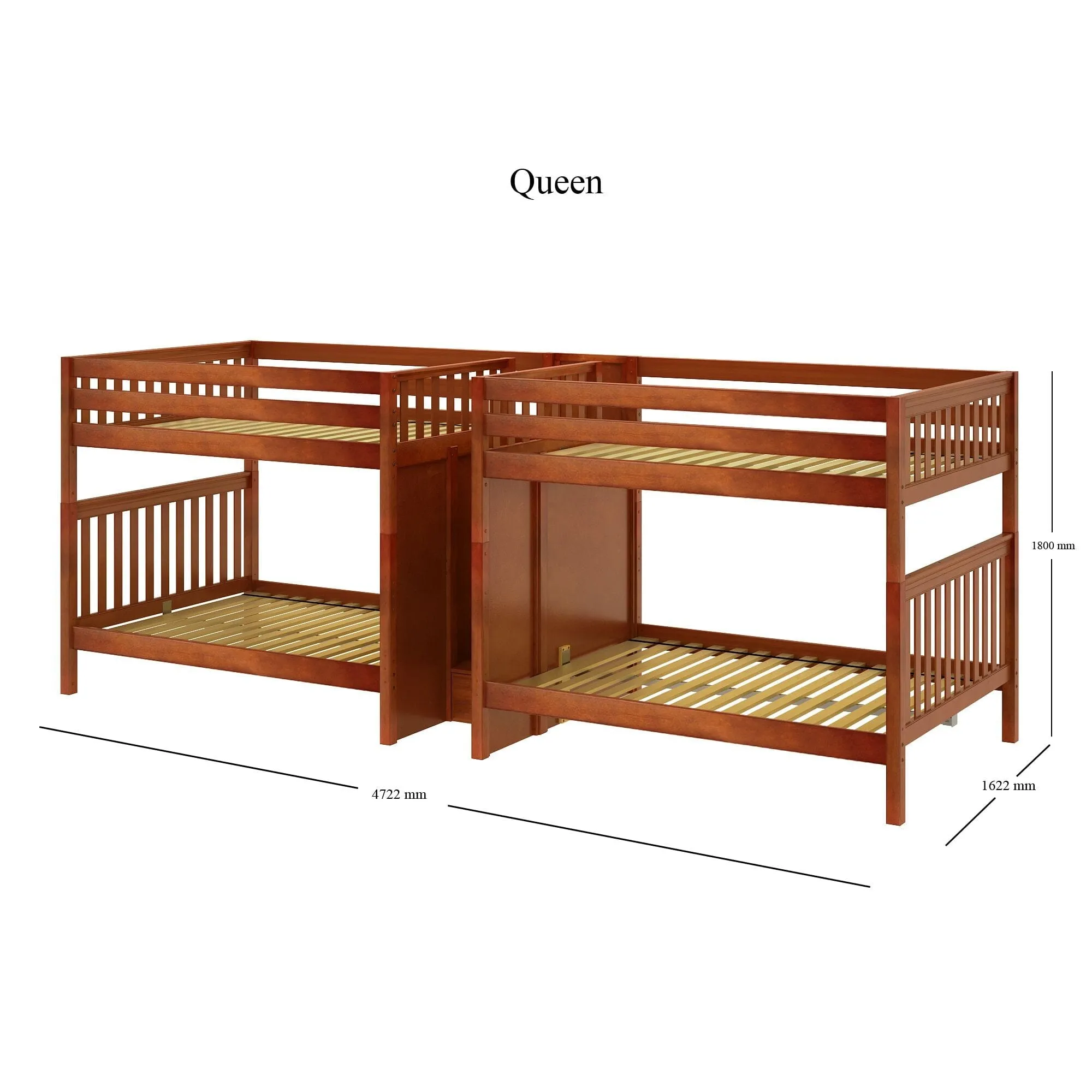 Queen High Quad Bunk with Stairs in Middle