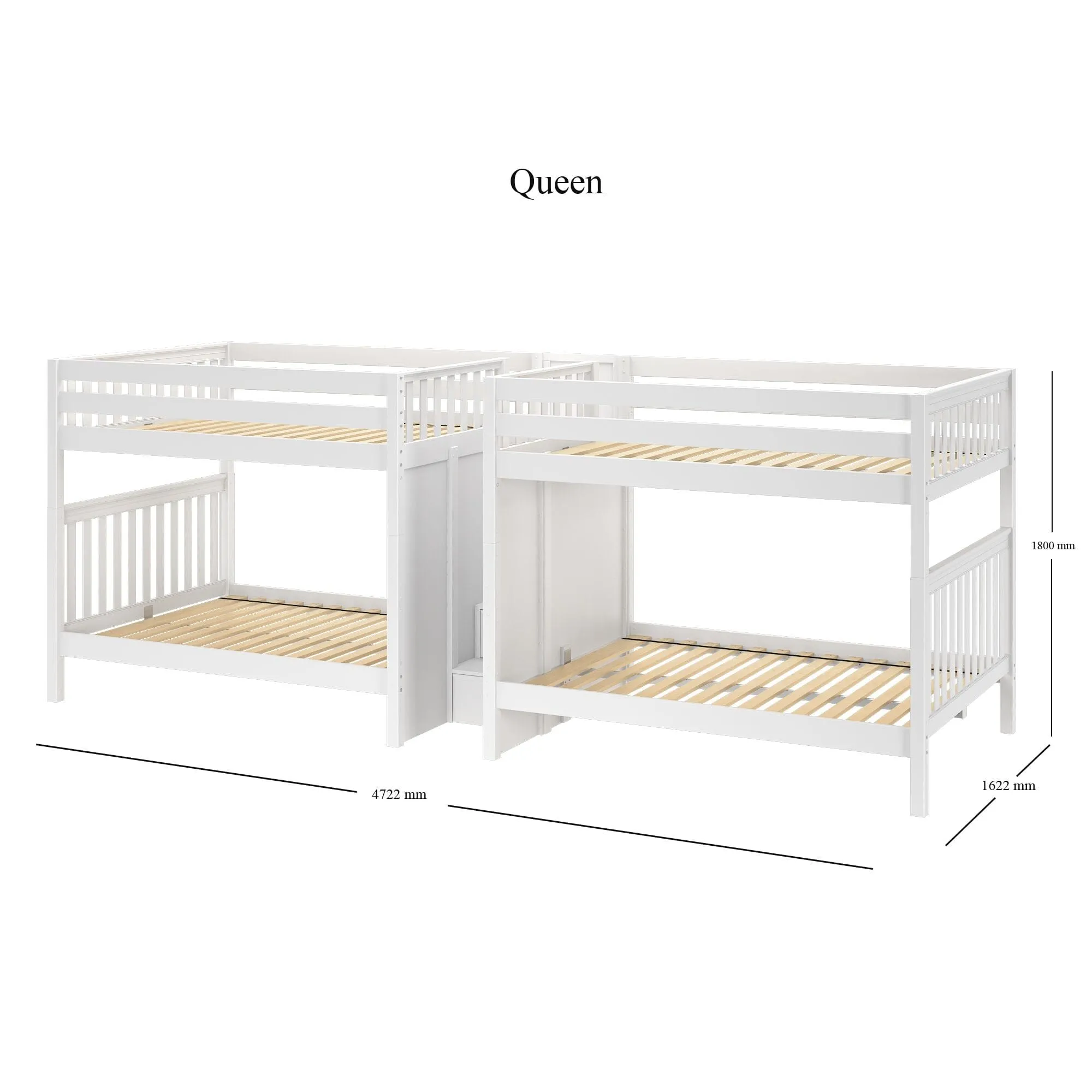 Queen High Quad Bunk with Stairs in Middle