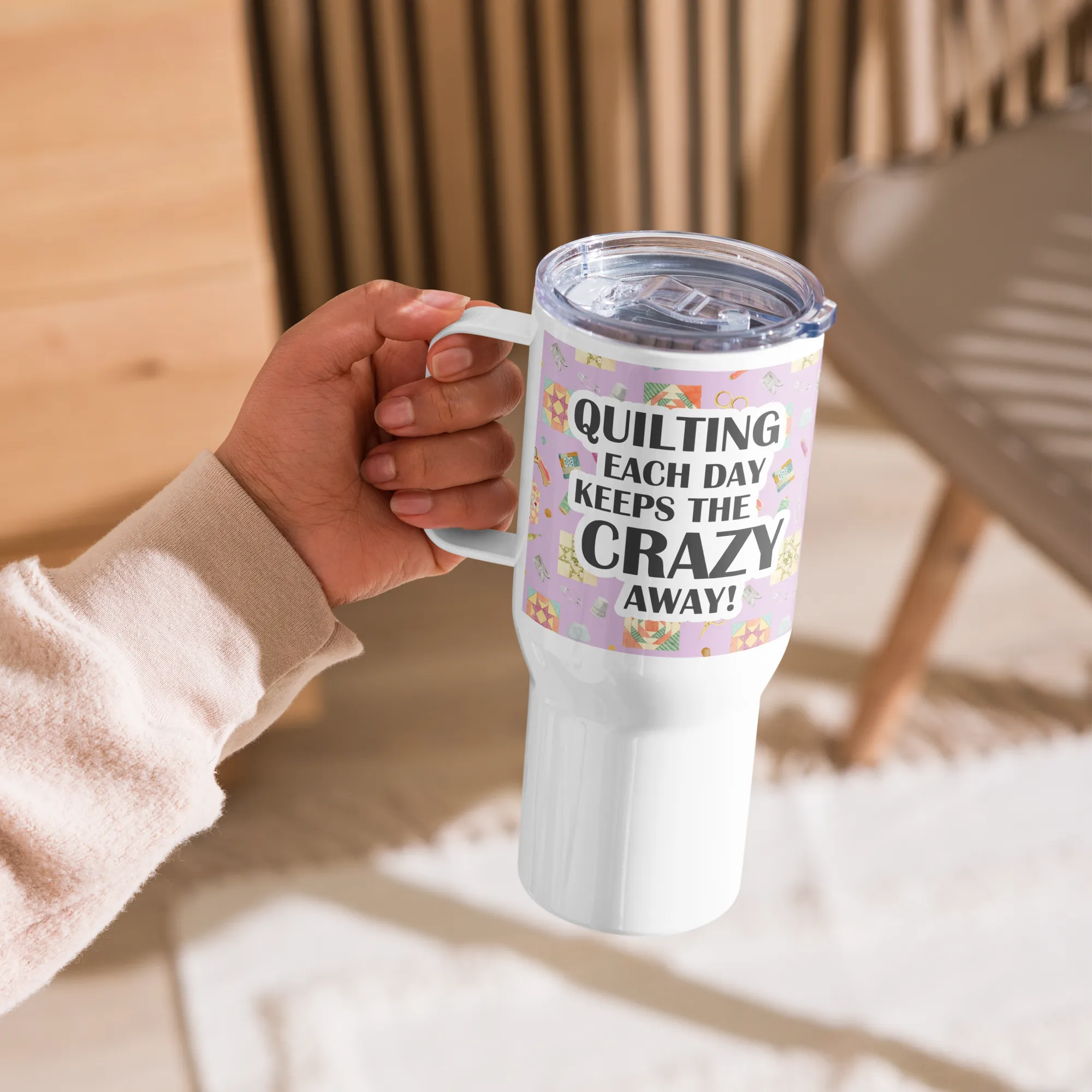 Quilting Each Day 25 oz Travel Mug