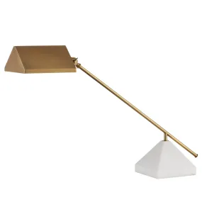 Repertoire 1-Light Table Lamp in Antique Brass & White