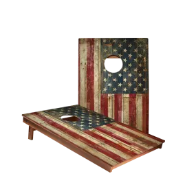 Rustic USA Flag Backyard 2300 Cornhole Boards