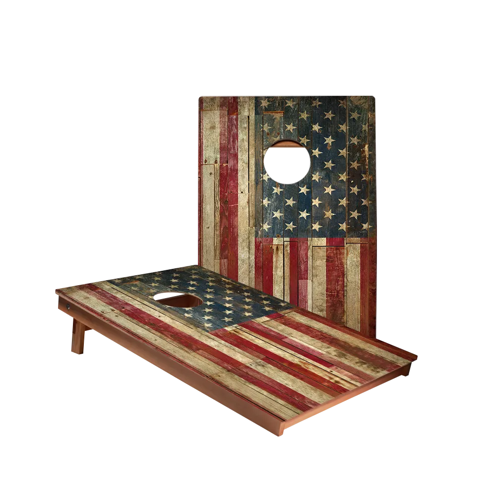 Rustic USA Flag Backyard 2300 Cornhole Boards