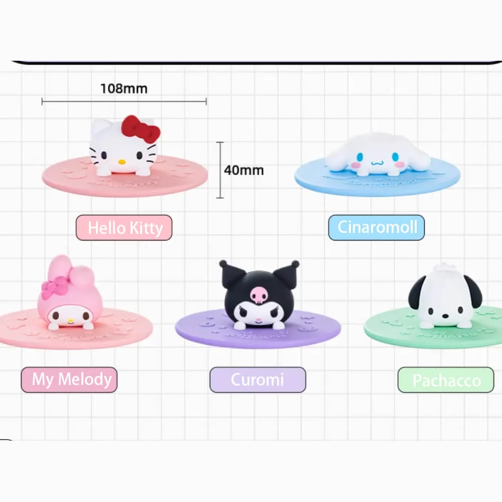 Sanrio silicone cup lid round shape and glass cup