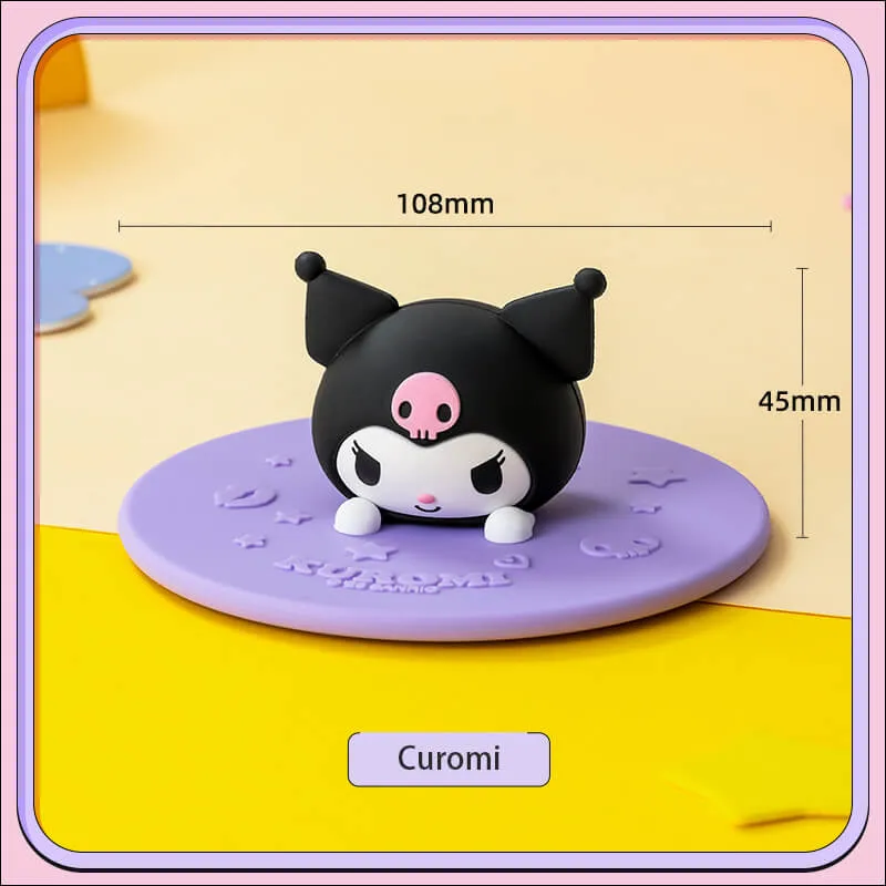 Sanrio silicone cup lid round shape and glass cup