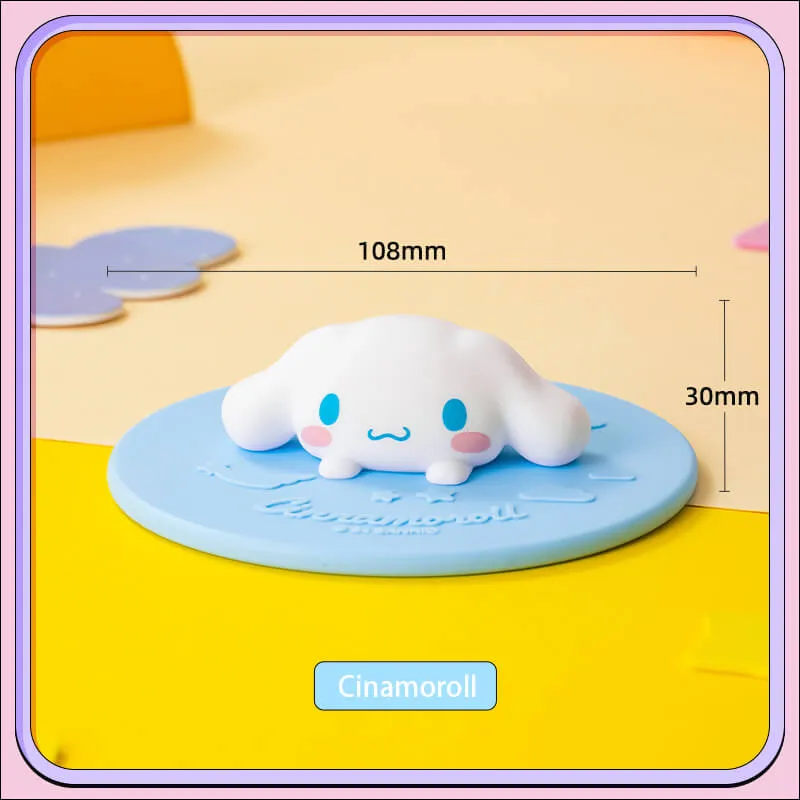 Sanrio silicone cup lid round shape and glass cup