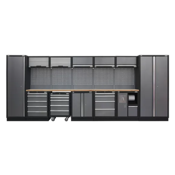 Sealey APMSSTACK01W Superline Pro 4.9m Storage System - Wooden Worktop