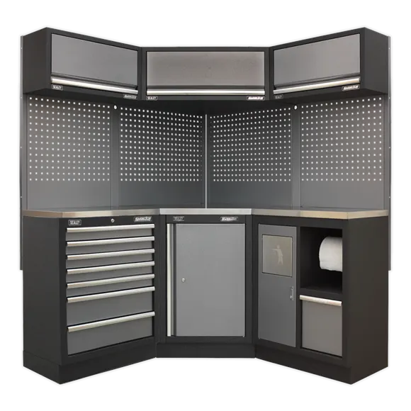 Sealey APMSSTACK08SS Superline Pro 1.6m Corner Storage System - Stainless Worktop