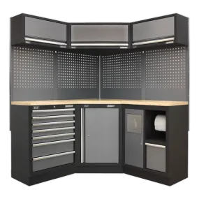 Sealey APMSSTACK08W Superline Pro 1.6m Corner Storage System - Wooden Worktop