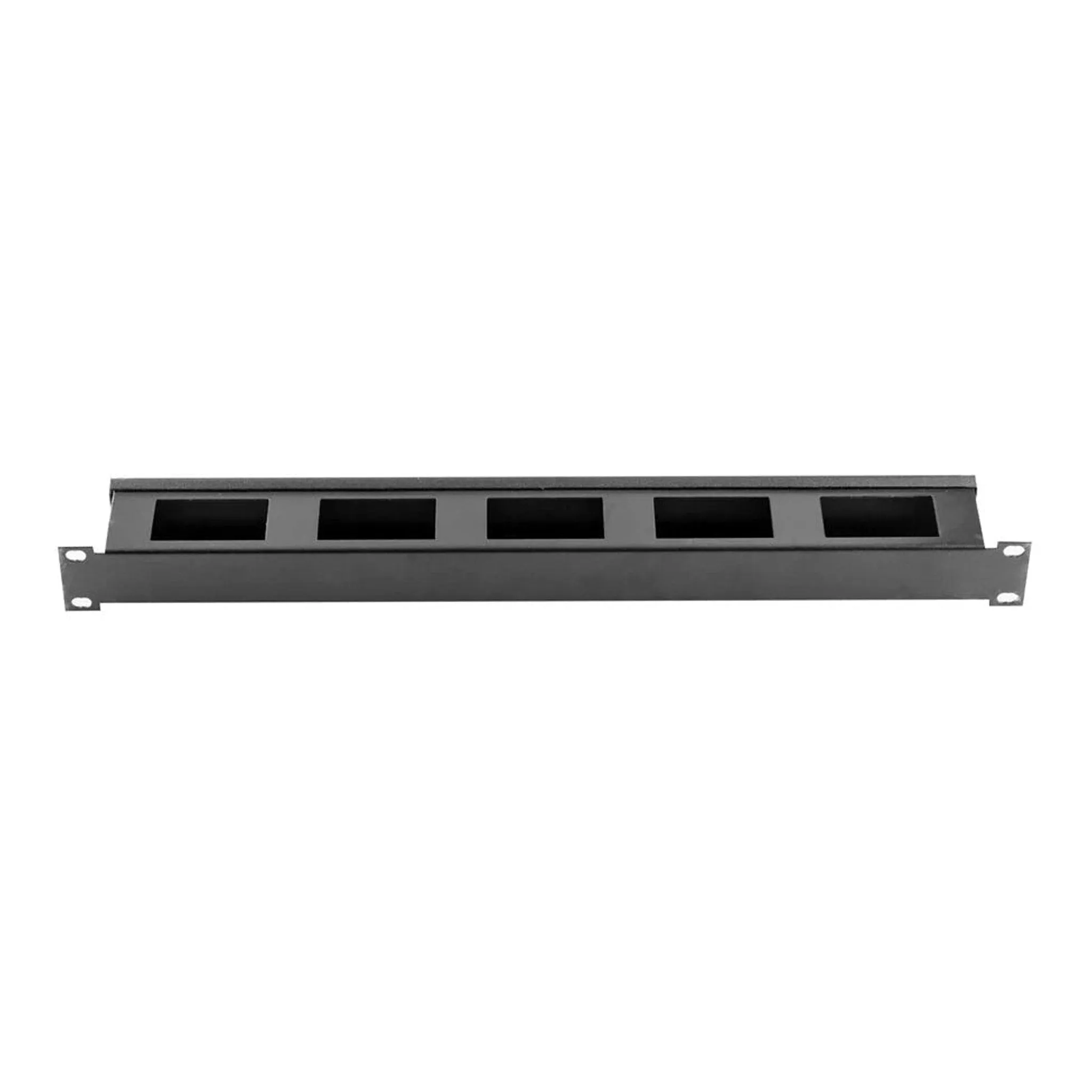 SERRACK STV-HORG10 19" 1U Metal Horizontal Finger Duct Rack Cable Management Panel with Cover - Black
