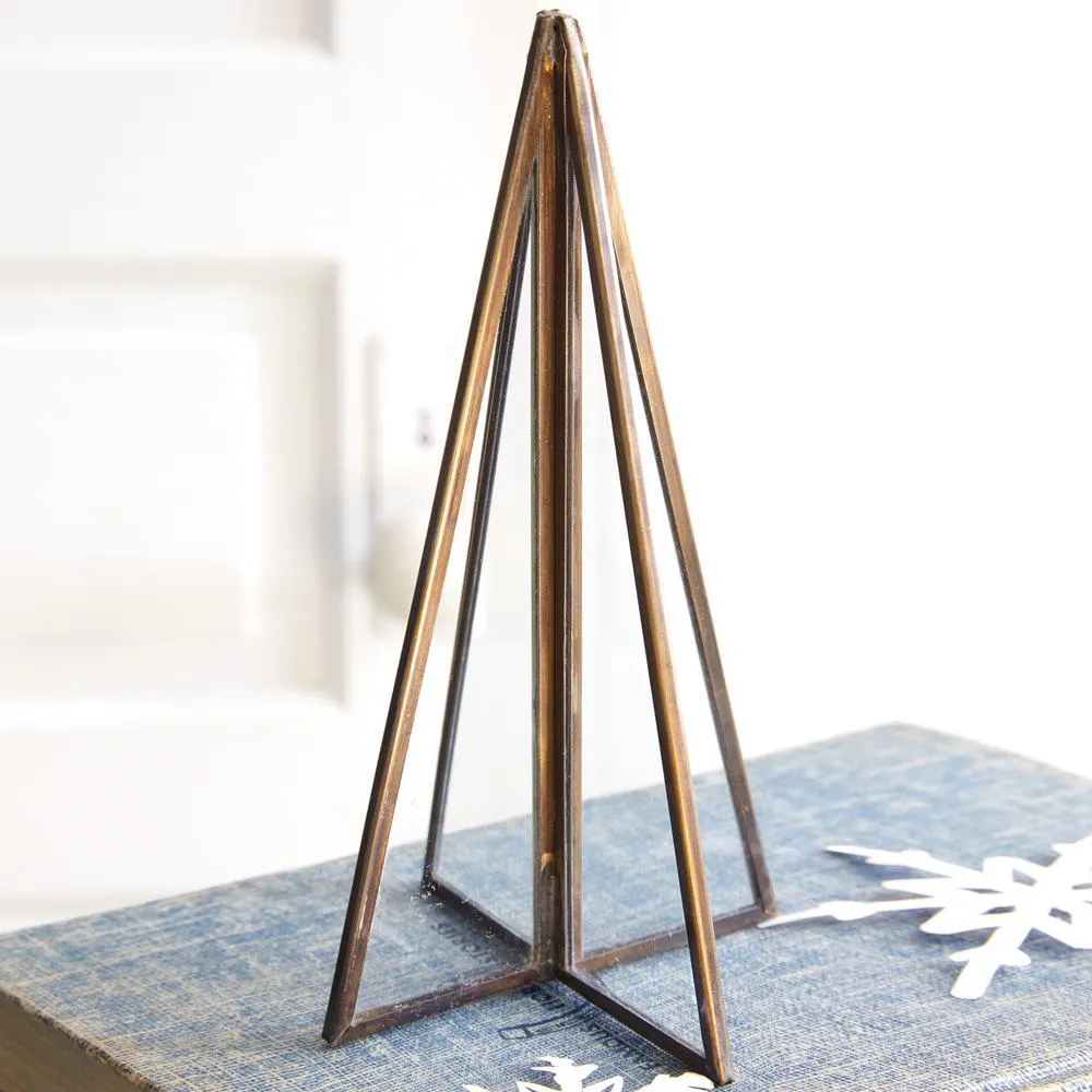 Set of Two Glass Panel Tabletop Trees