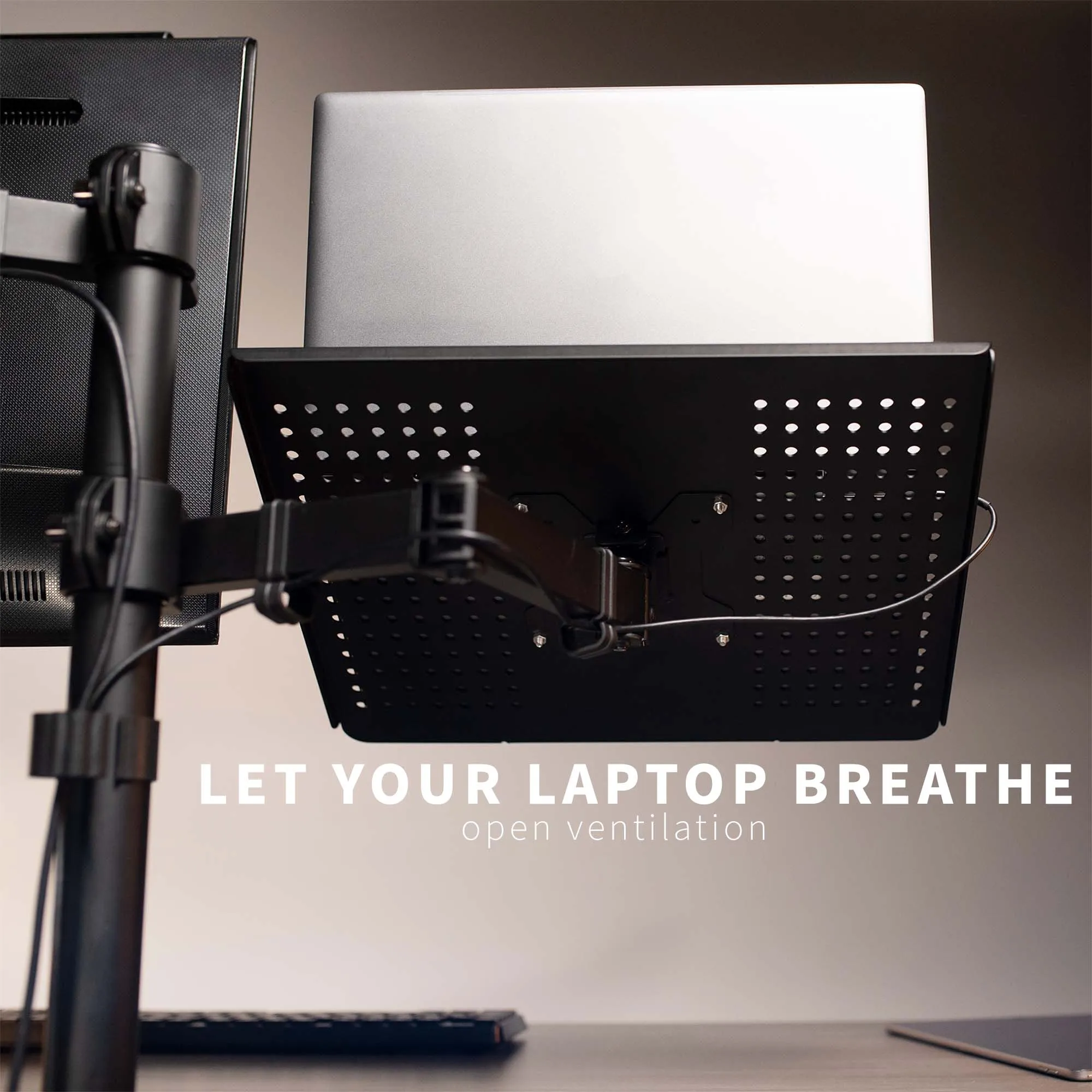 Single Monitor and Laptop Desk Mount - Up to 32" Screens, 17" Laptops