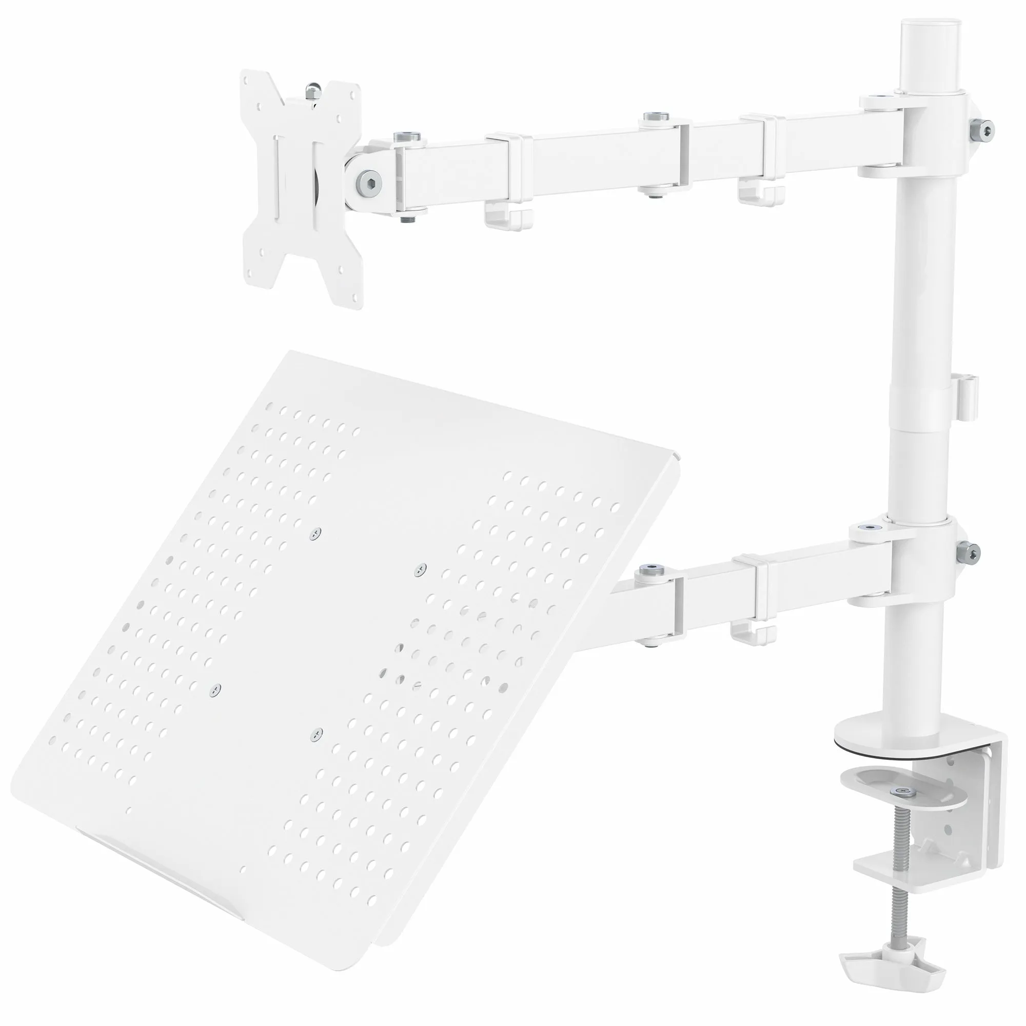 Single Monitor and Laptop Desk Mount - Up to 32" Screens, 17" Laptops
