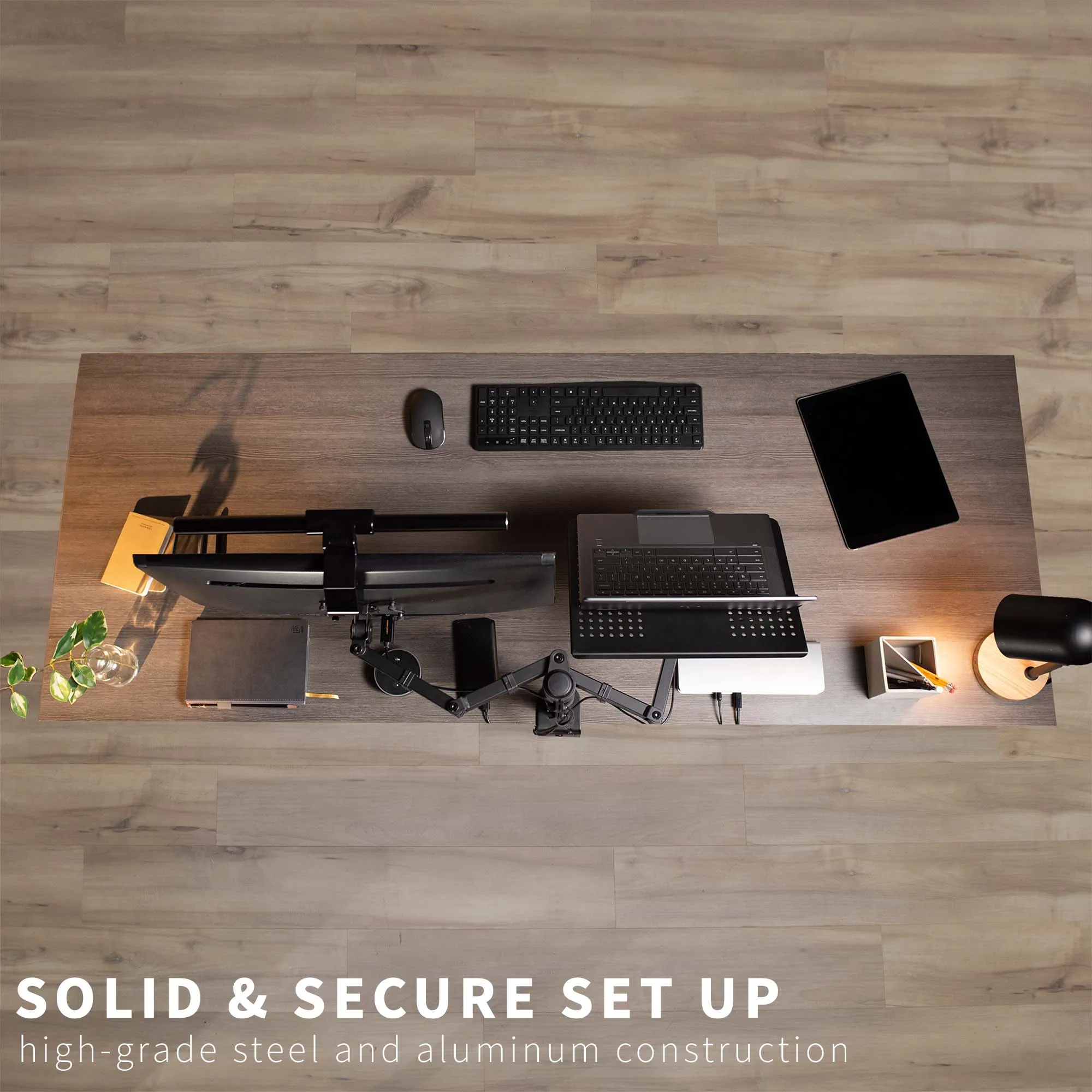 Single Monitor and Laptop Desk Mount - Up to 32" Screens, 17" Laptops