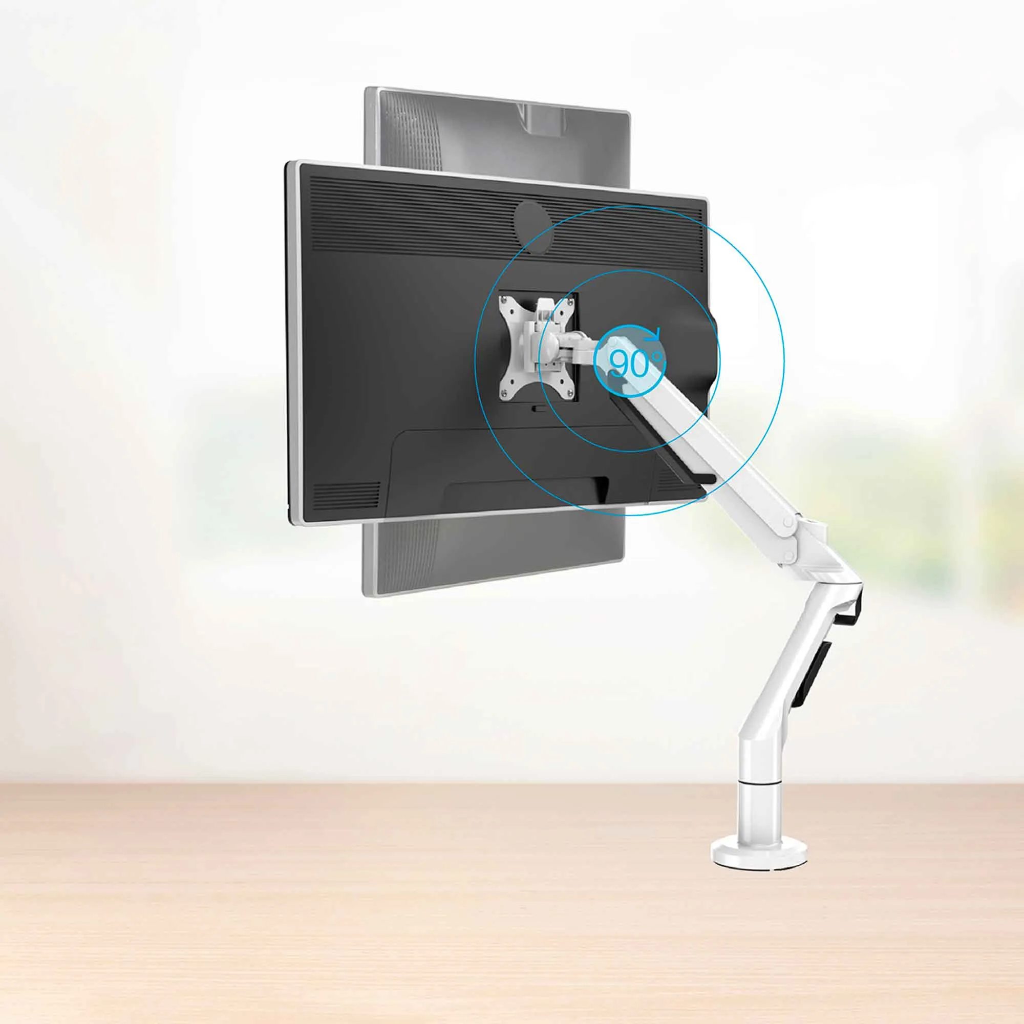 Single Monitor Arm, Adjustable & Rotating 12kg Load Capacity, 17-36" Screens - White - DH26