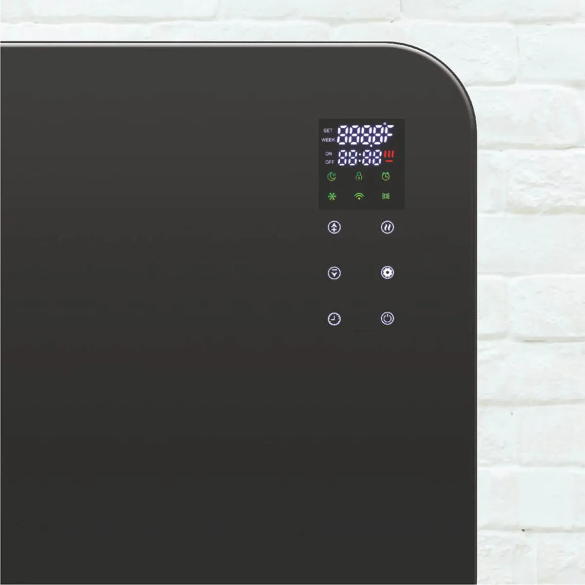 Smart Heater Glass Panel Freestanding or Wall-Mounted Smart Wi-Fi Black 2kW