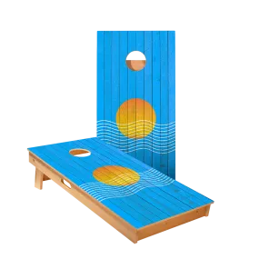 Sunset Waves Star Cornhole Boards