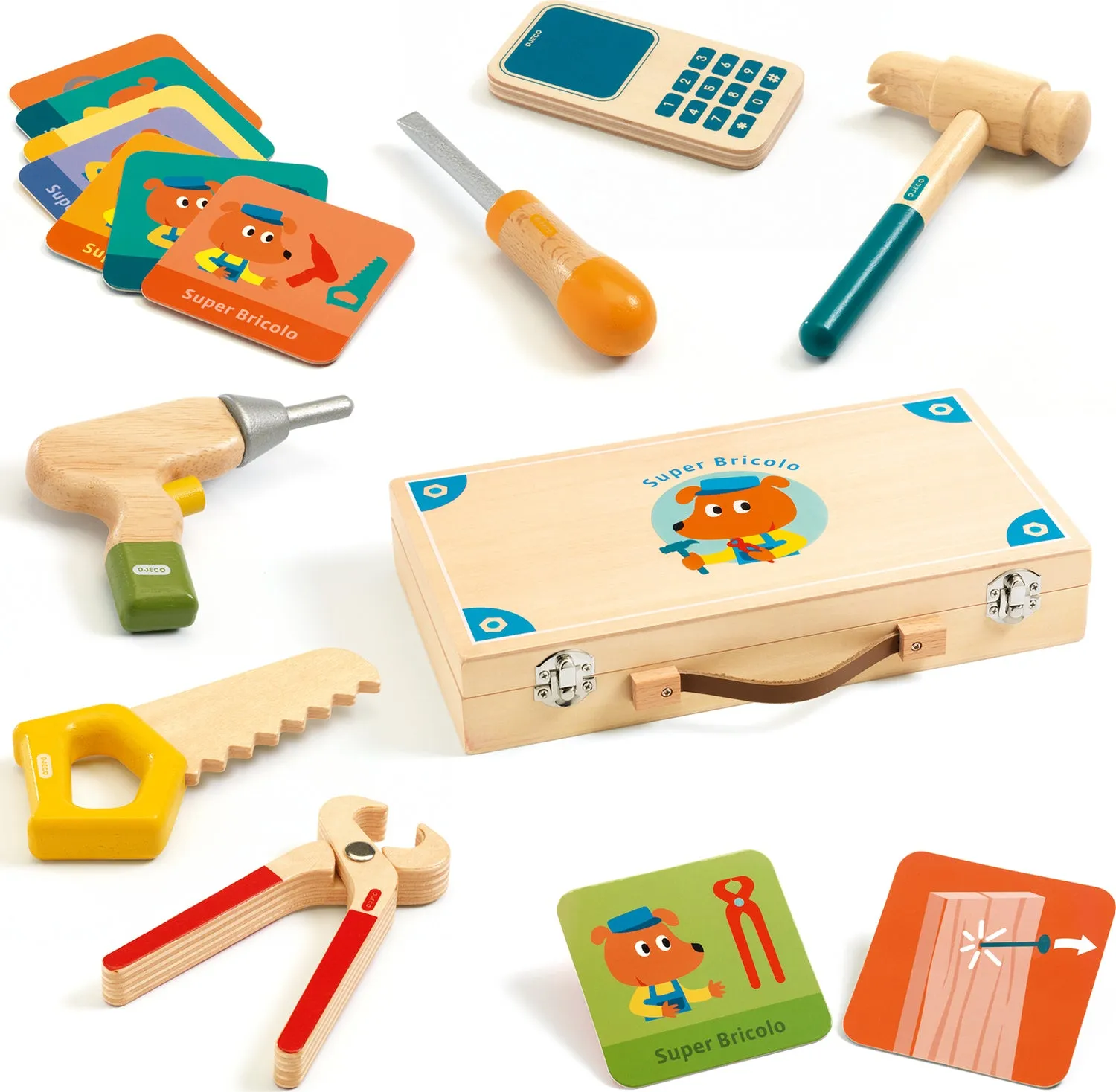 Super Bricolo Wooden Tool Set & Carrying Box