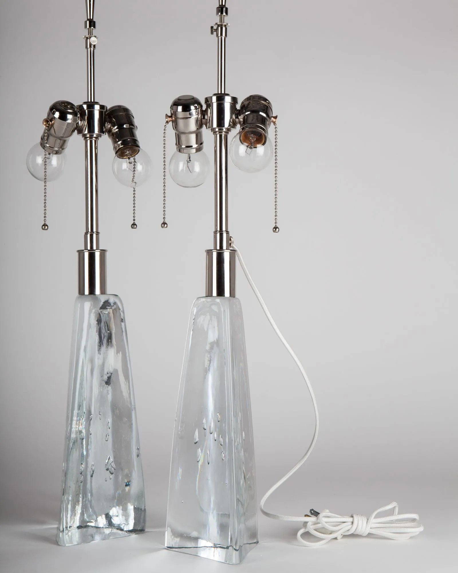 Swedish Table Lamps with Clear Solid Glass