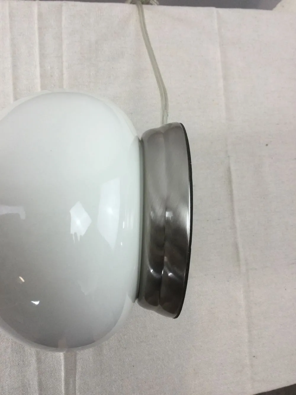 Table Lamp, with Silver base ring, Ceramic, Pearl White