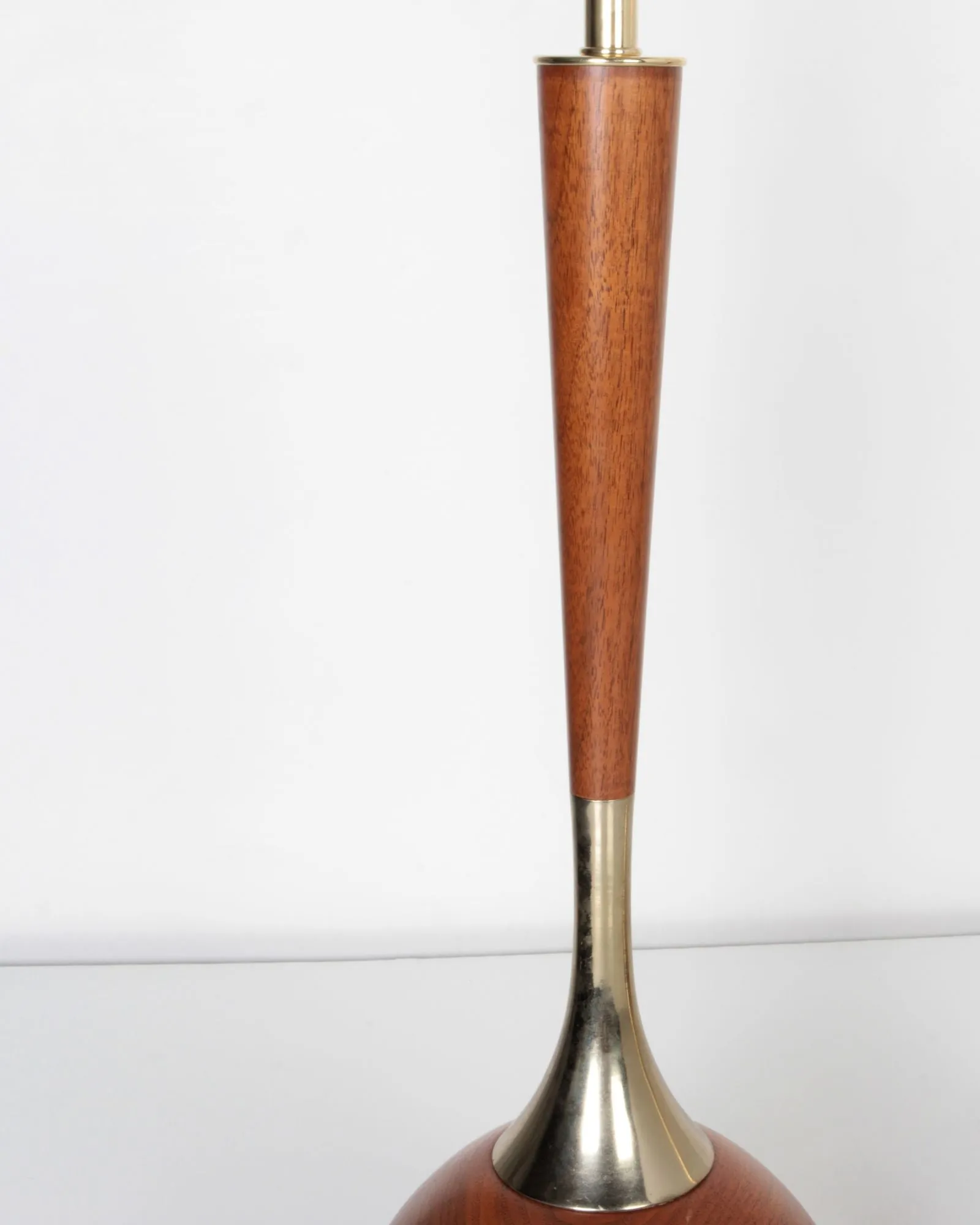 Teak Wood and Metal Lamps with Geometric Details