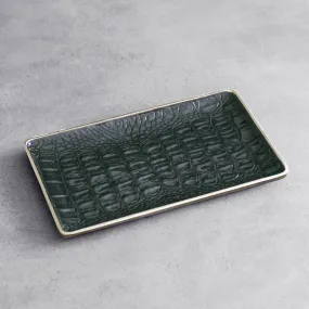 Thanni Croc Mini Tray in Black and Gold