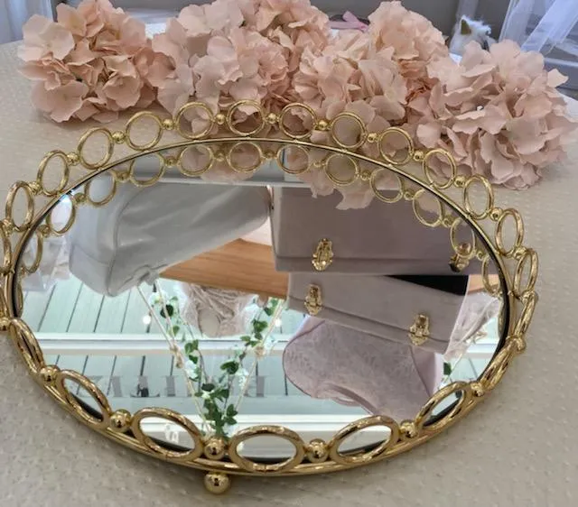 Tray - Round Gold Mirror