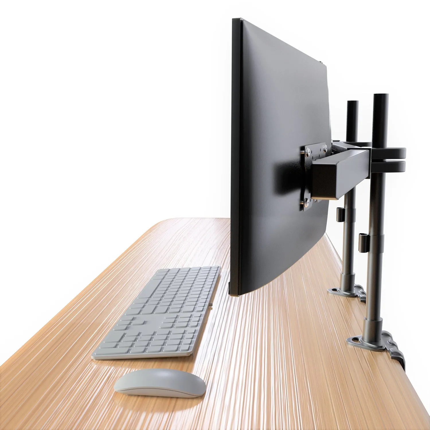 Triple LED LCD Monitor Stand Clamp Desk Mount for Support up to 32" Monitors, 29 inch Pole Heavy Duty Fully Adjustable Stand, Black (2003MSCT)