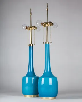Turquoise Blue Glass Bergboms Lamps