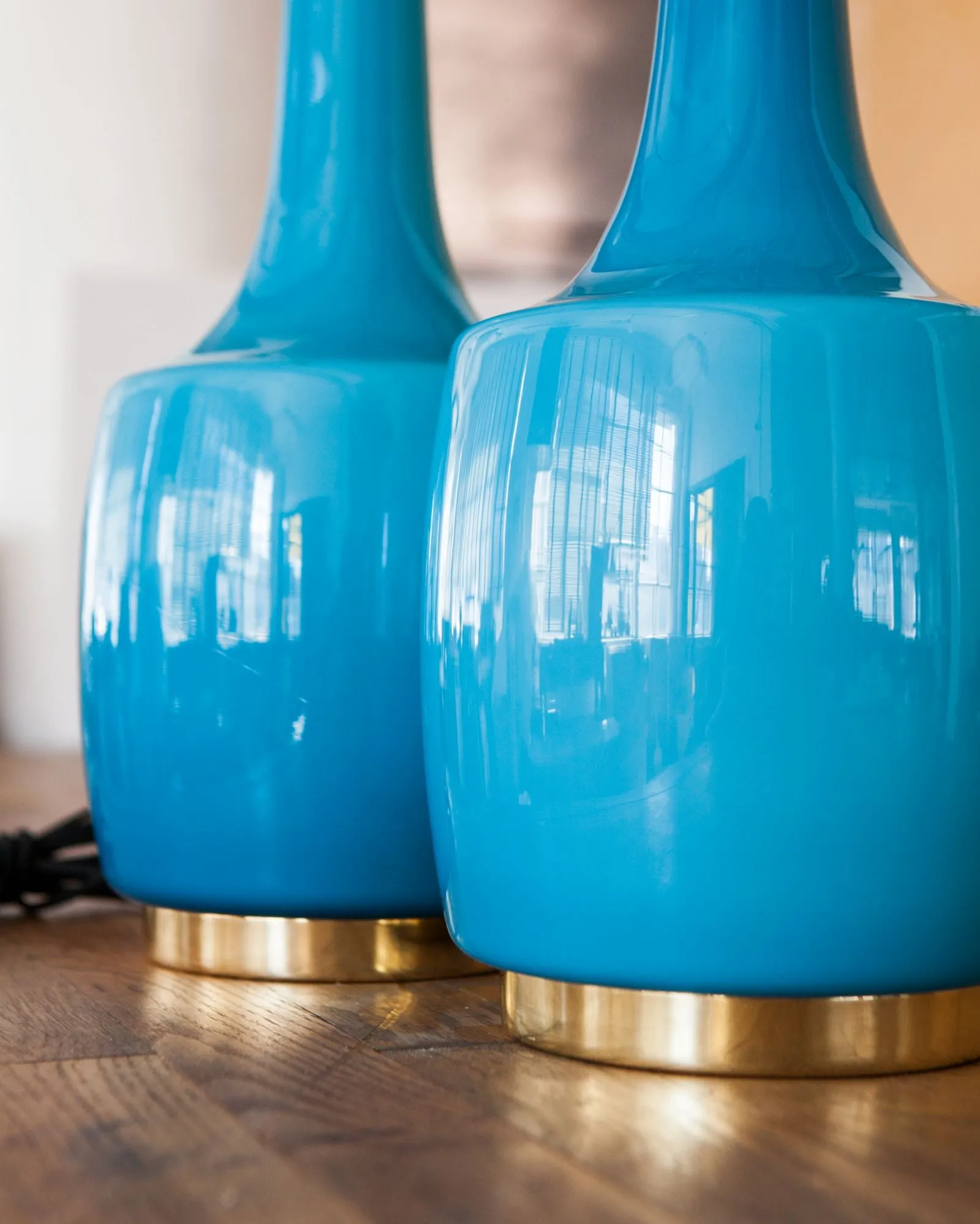 Turquoise Blue Glass Bergboms Lamps