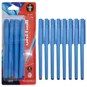 Uni-ball UB-100 Roller pen Blister Pack of 8 Pcs Asst