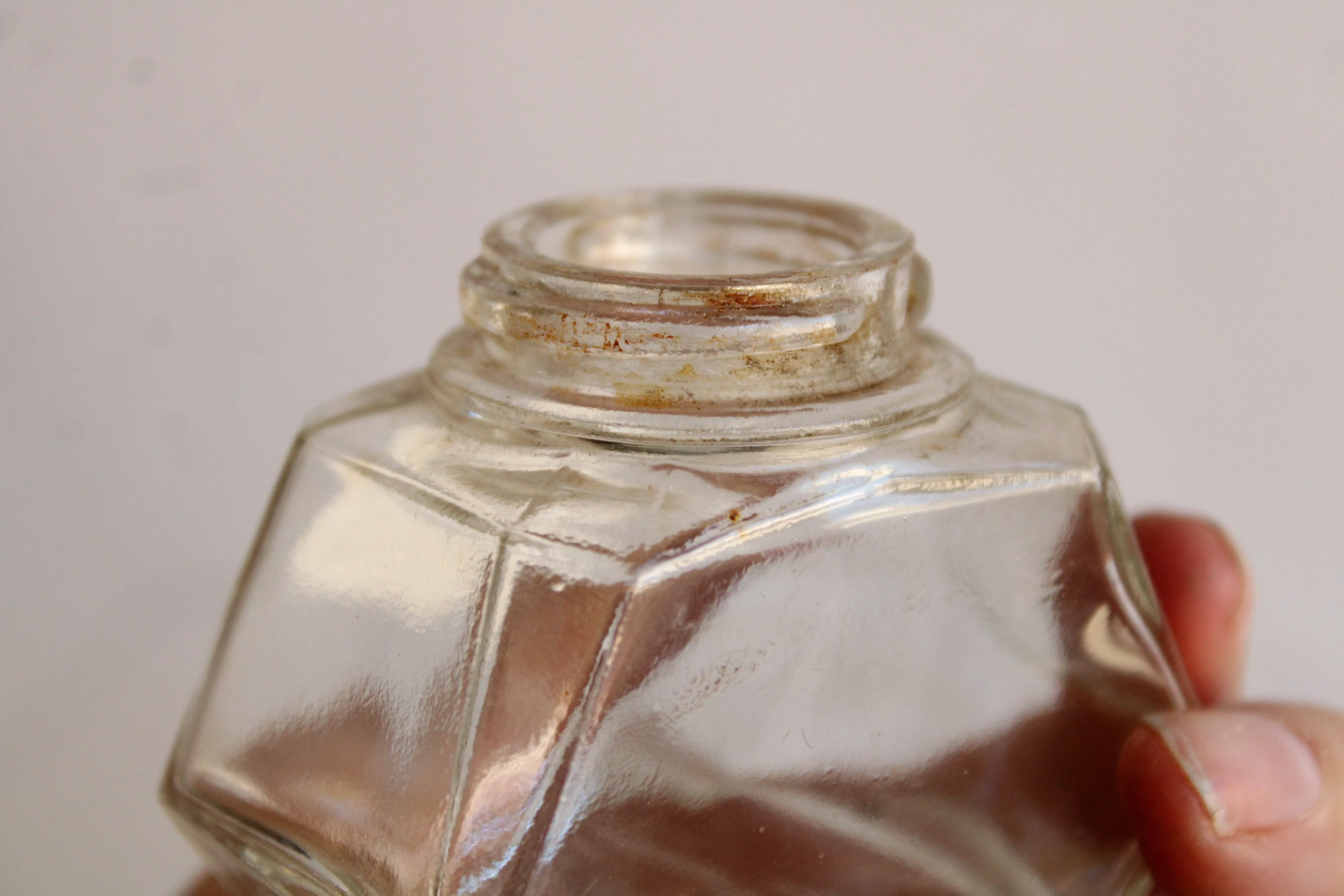 Vintage 1940s Waterman's Ink Glass Bottle with Lid