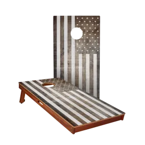 Vintage Black And White American Flag Sig Pro Cornhole Boards