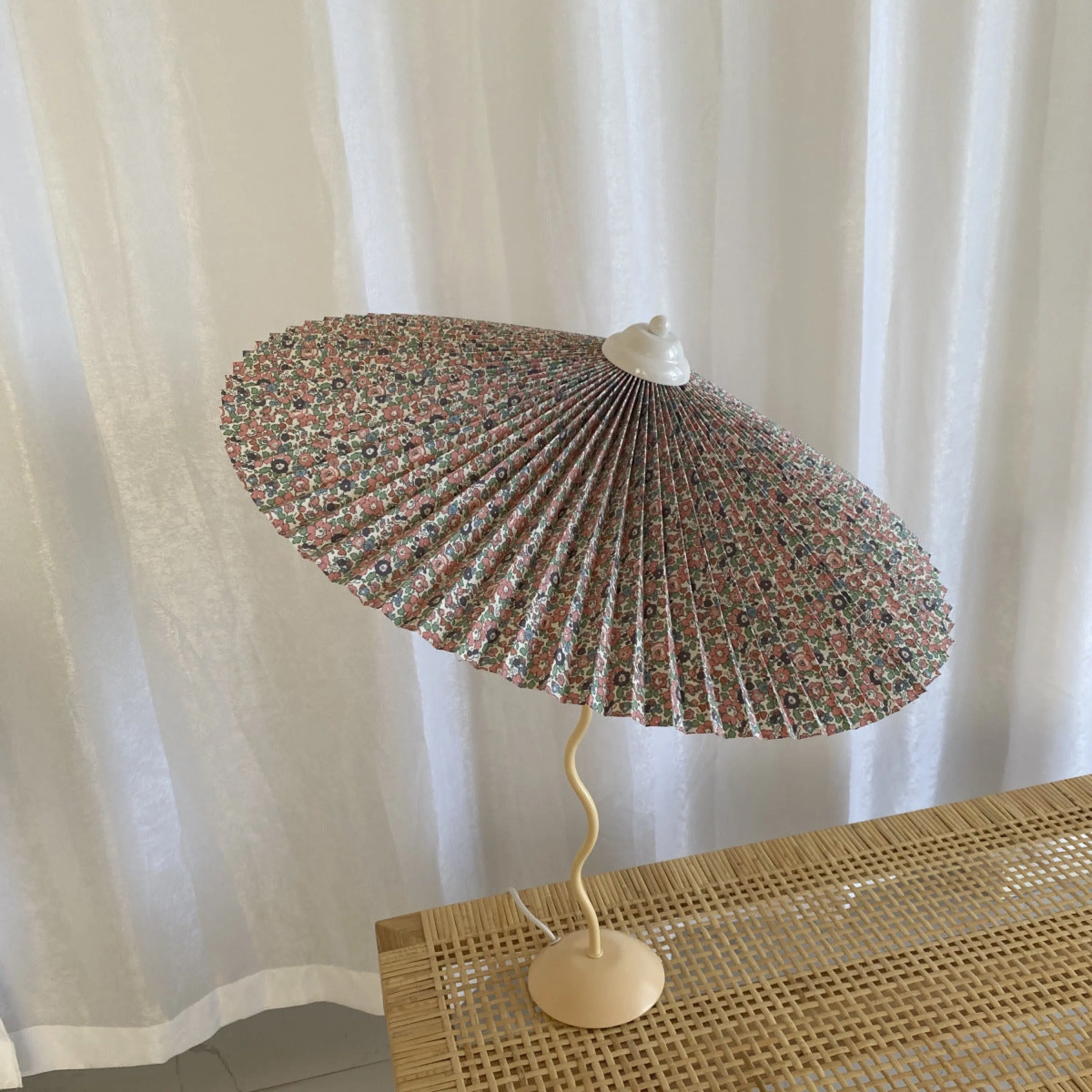 Vintage Inspired Tilted Umbrella Lamp / White