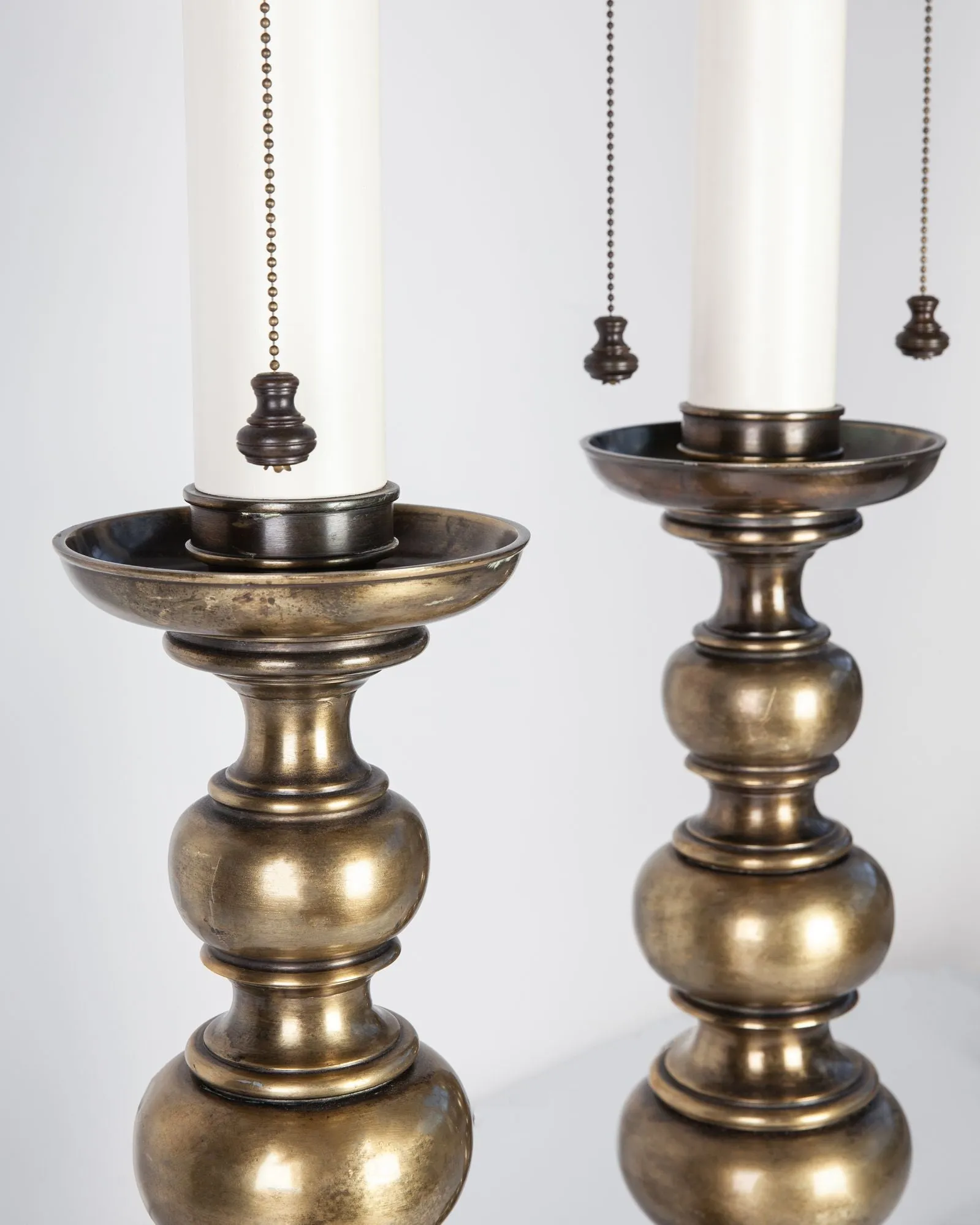 Vintage Turned Brass Stiffel Lamps