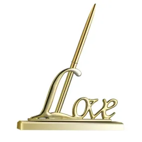 Wedding Signing Pen with LOVE Holder - Gold (Style 2)
